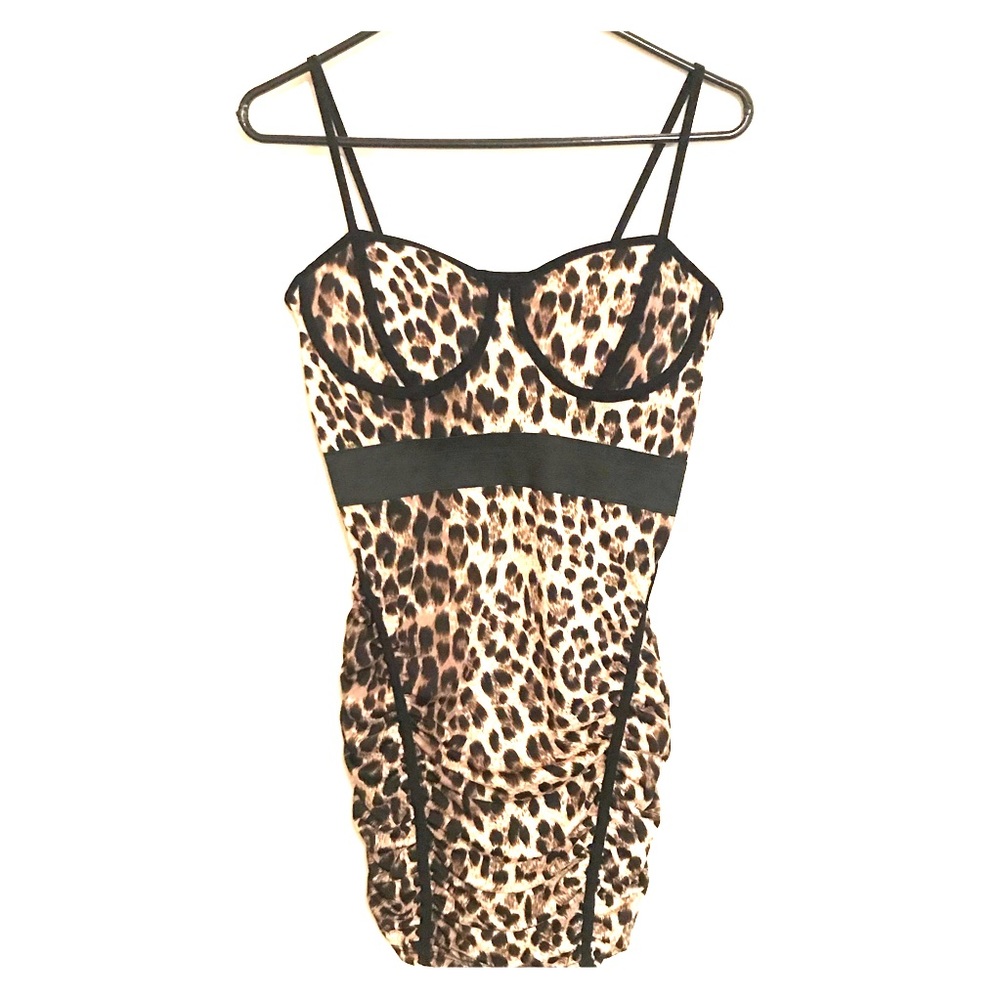 Leopard Print Bustier Dress